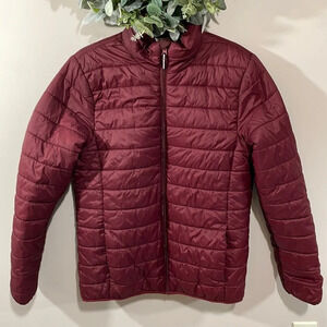 Goodfellow & Co Water Resistant Puffer Jacket Burgundy M